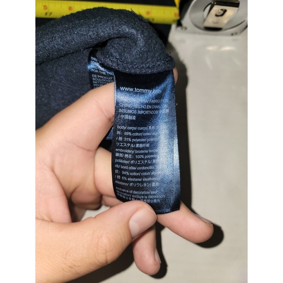 tommy Hilfiger large Logo Navy Blue Long Sleeve Crew Neck Sweater Size S - Picture 5 of 6